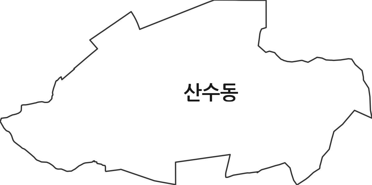 광주광역시 동구 산수동 법정동 행정구역 경계 지도