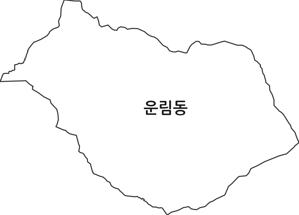 광주광역시 동구 운림동 법정동 행정구역 경계 지도