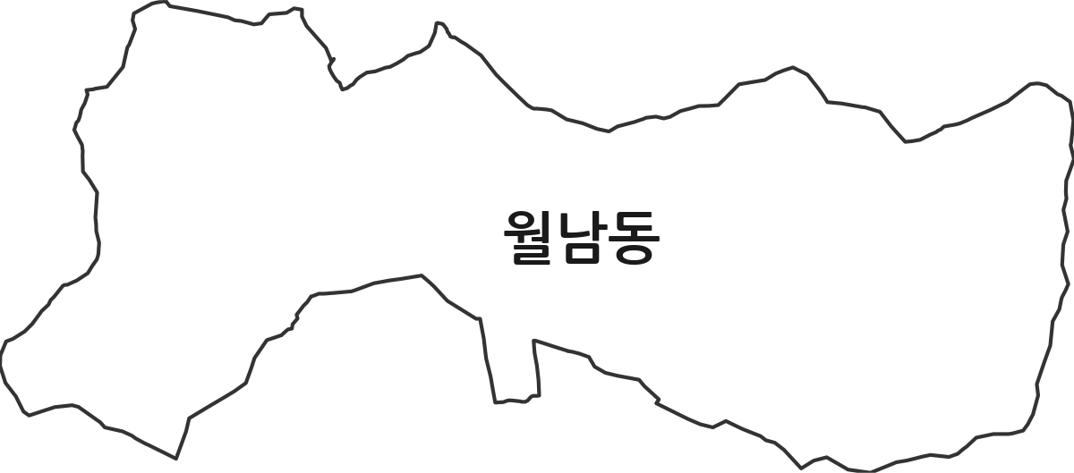 광주광역시 동구 월남동 법정동 행정구역 경계 지도