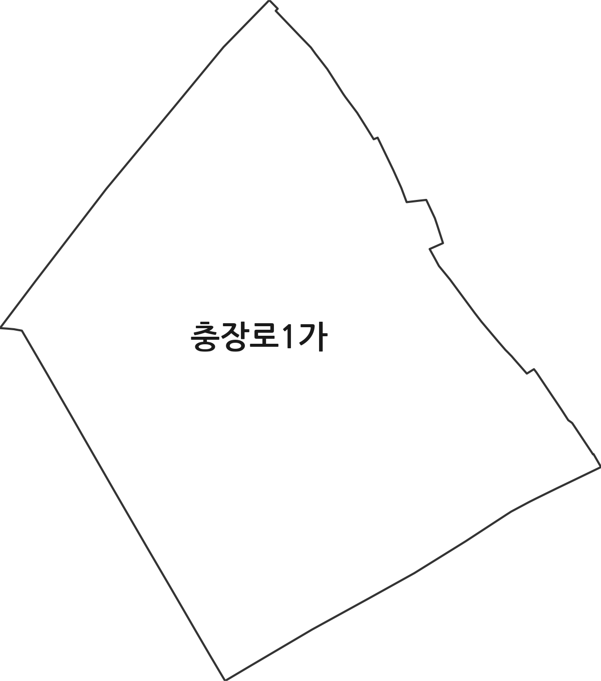 광주광역시 동구 충장로1가 법정동 행정구역 경계 지도