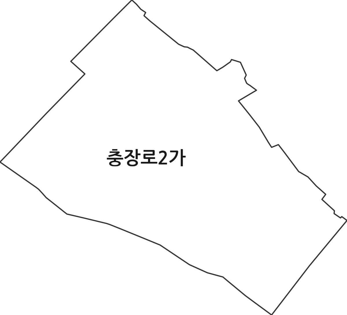 광주광역시 동구 충장로2가 법정동 행정구역 경계 지도