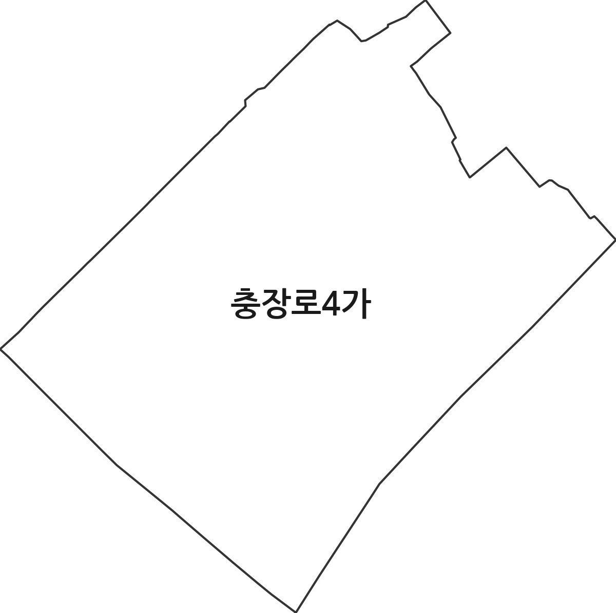 광주광역시 동구 충장로4가 법정동 행정구역 경계 지도