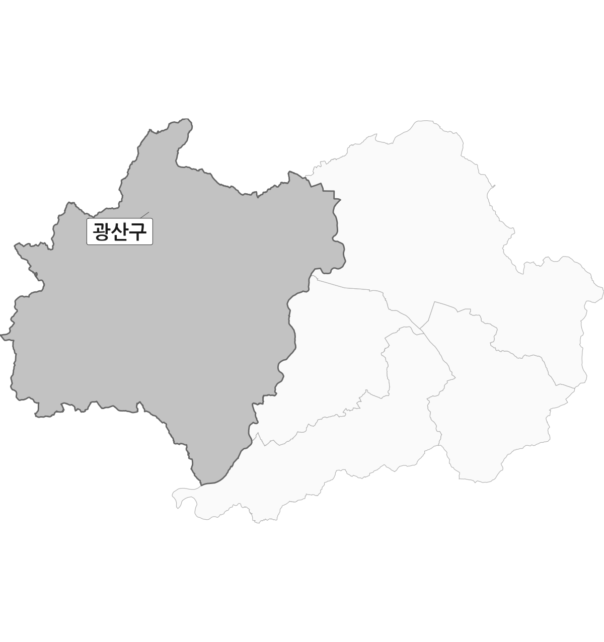 광주광역시 범위 내 광산구 행정구역 경계 지도