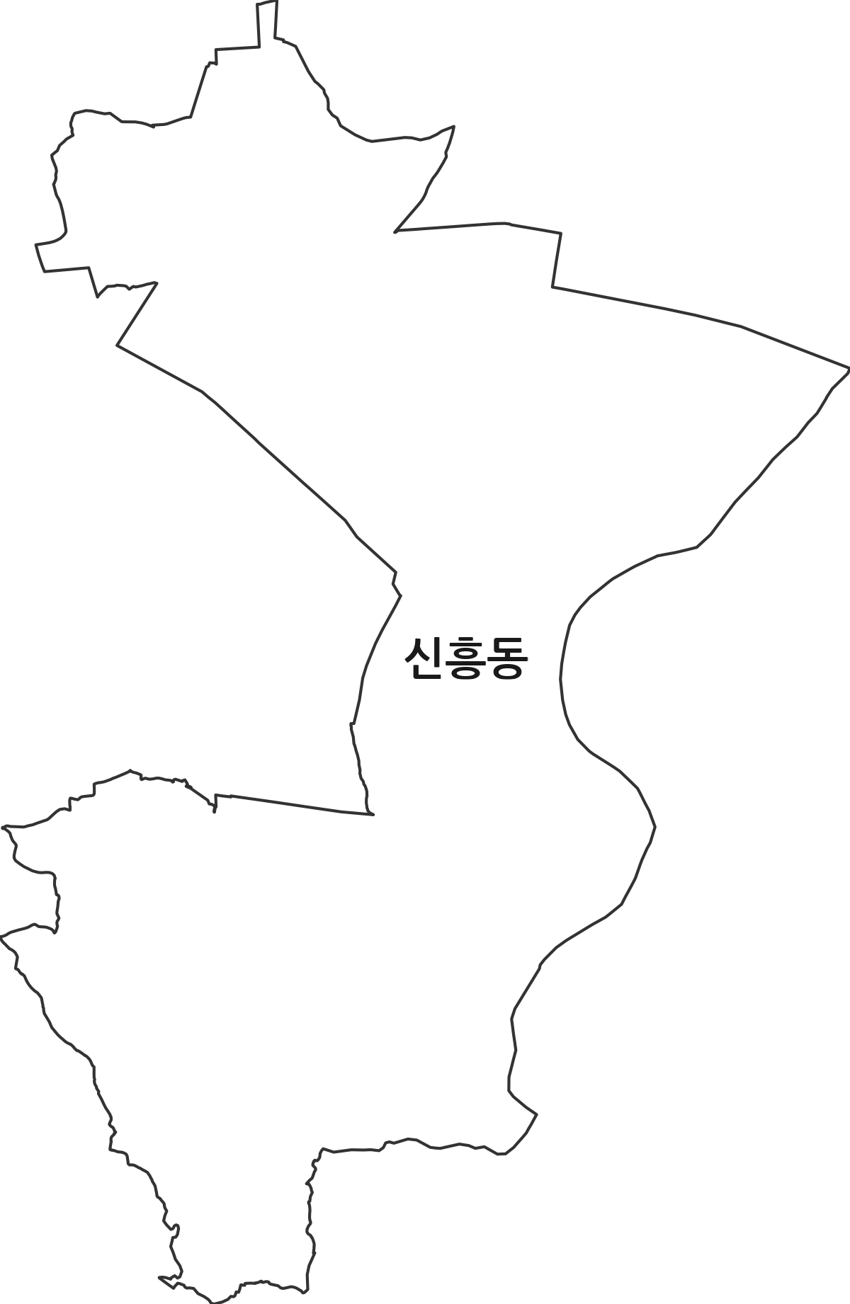 광주광역시 광산구 신흥동 행정동 행정구역 경계 지도