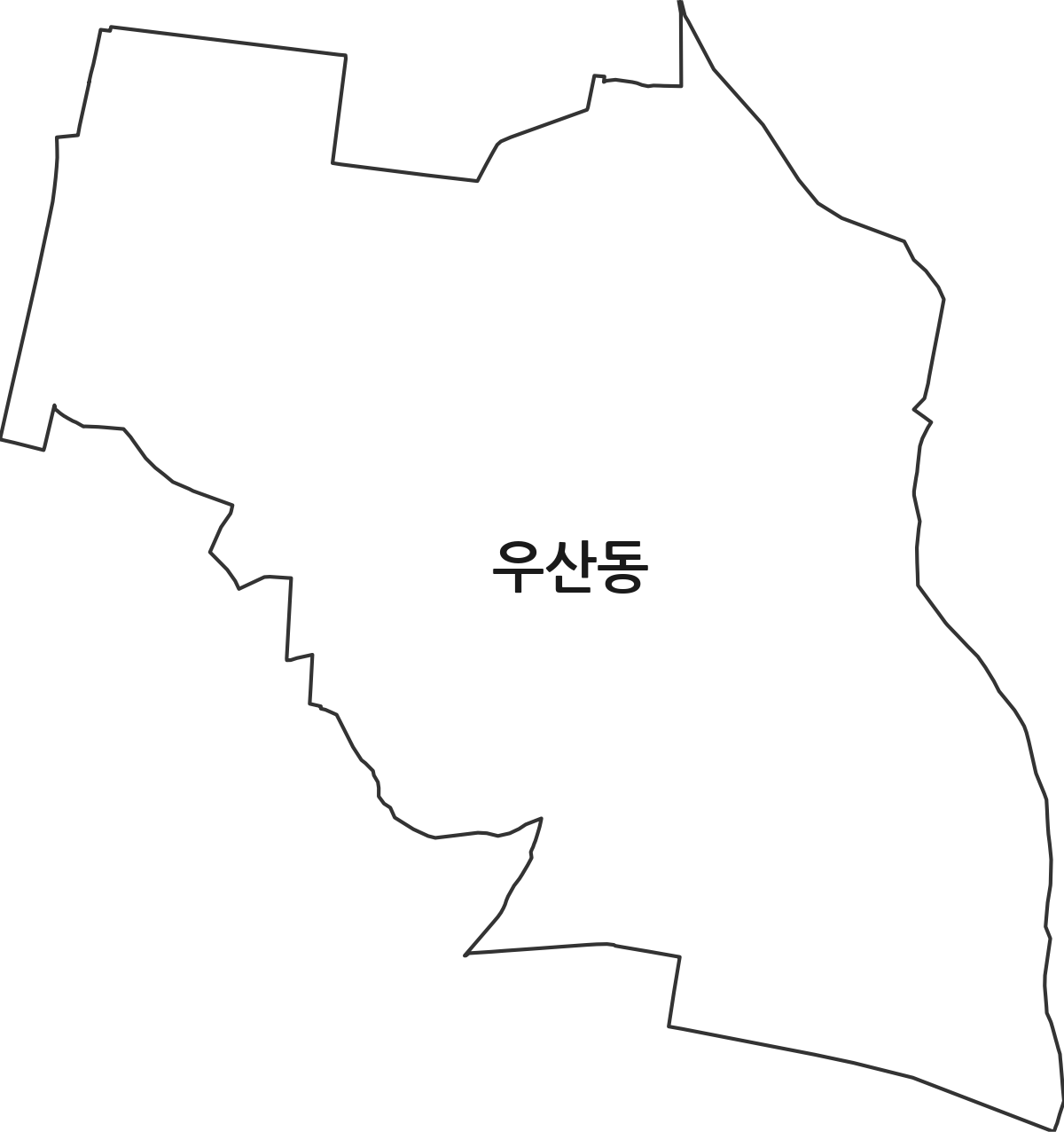 광주광역시 광산구 우산동 행정동 행정구역 경계 지도