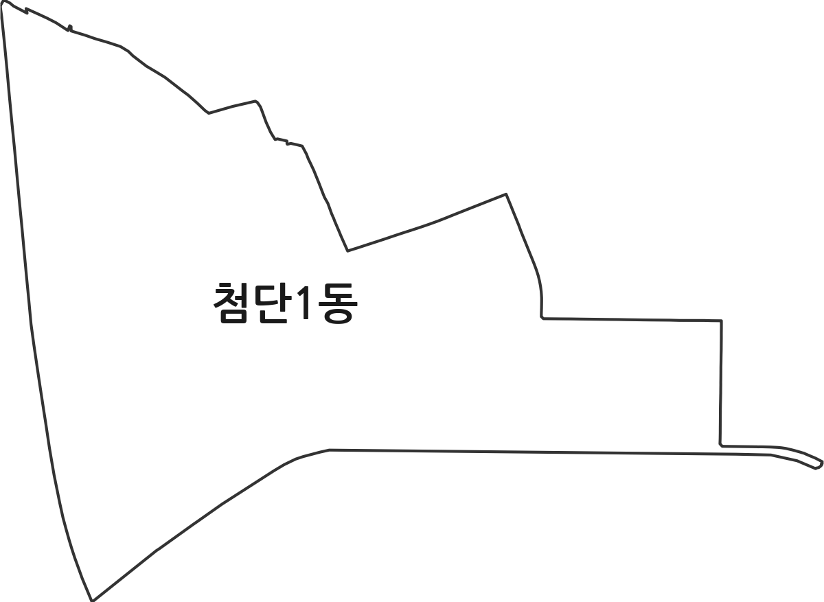 광주광역시 광산구 첨단1동 행정동 행정구역 경계 지도
