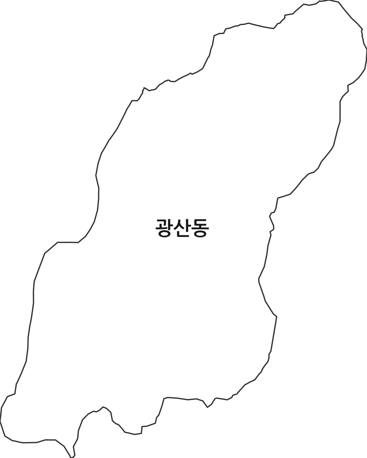 광주광역시 광산구 광산동 법정동 행정구역 경계 지도