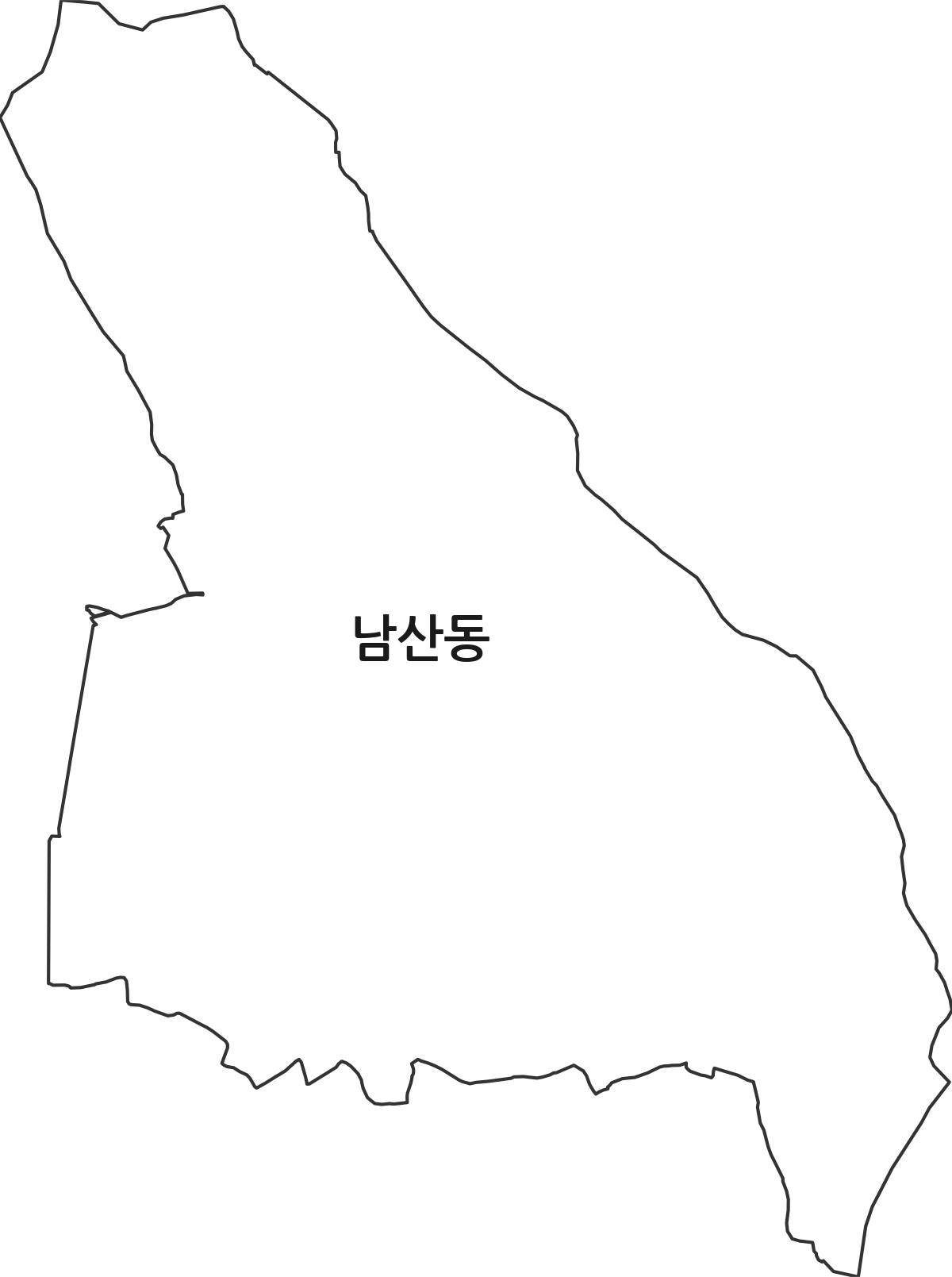 광주광역시 광산구 남산동 법정동 행정구역 경계 지도