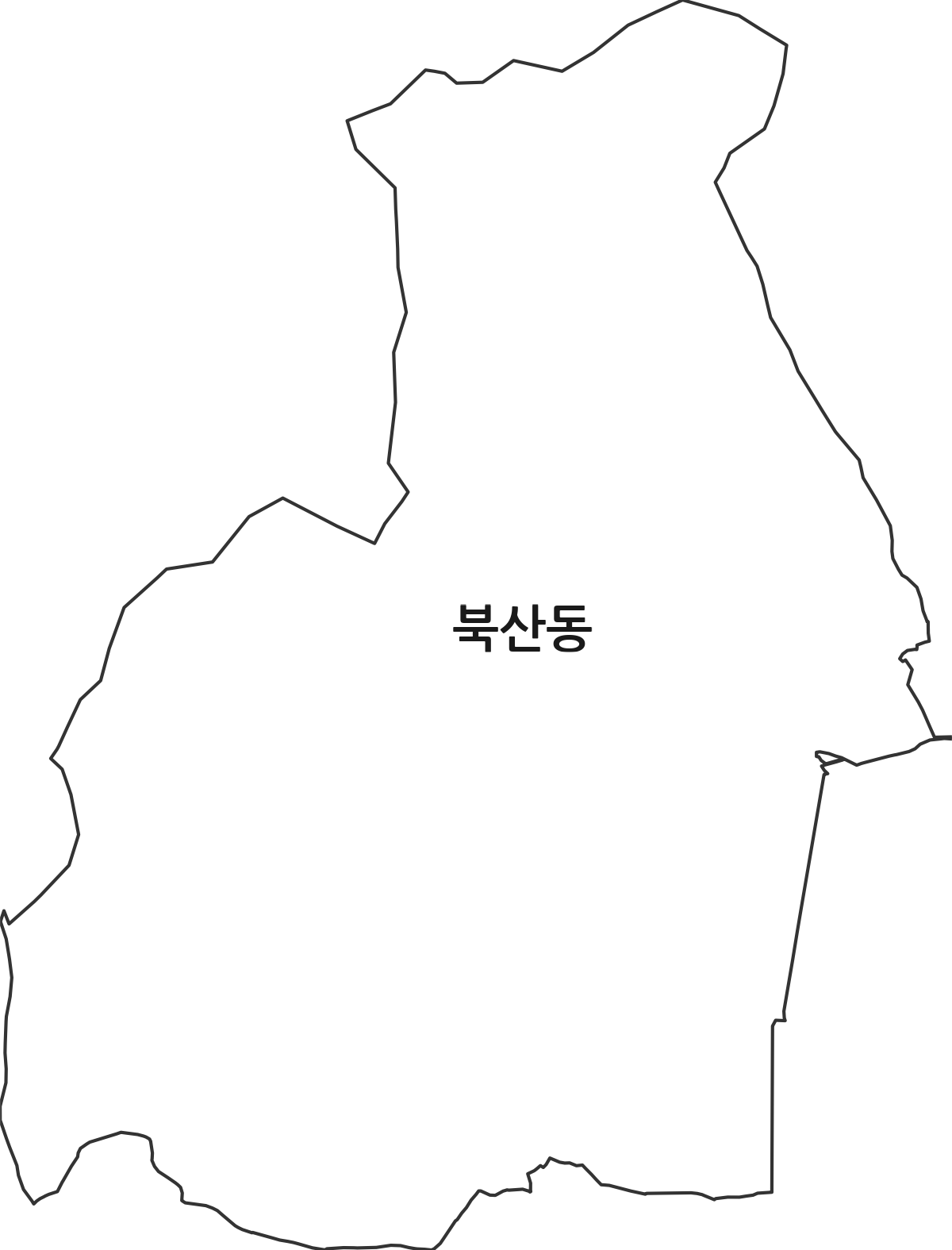 광주광역시 광산구 북산동 법정동 행정구역 경계 지도