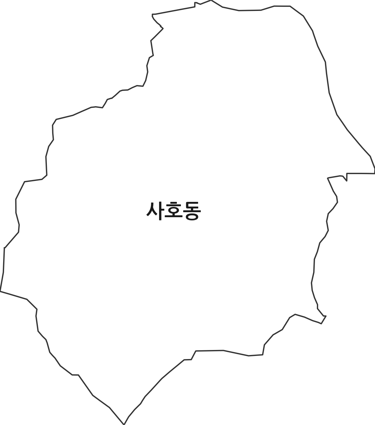 광주광역시 광산구 사호동 법정동 행정구역 경계 지도
