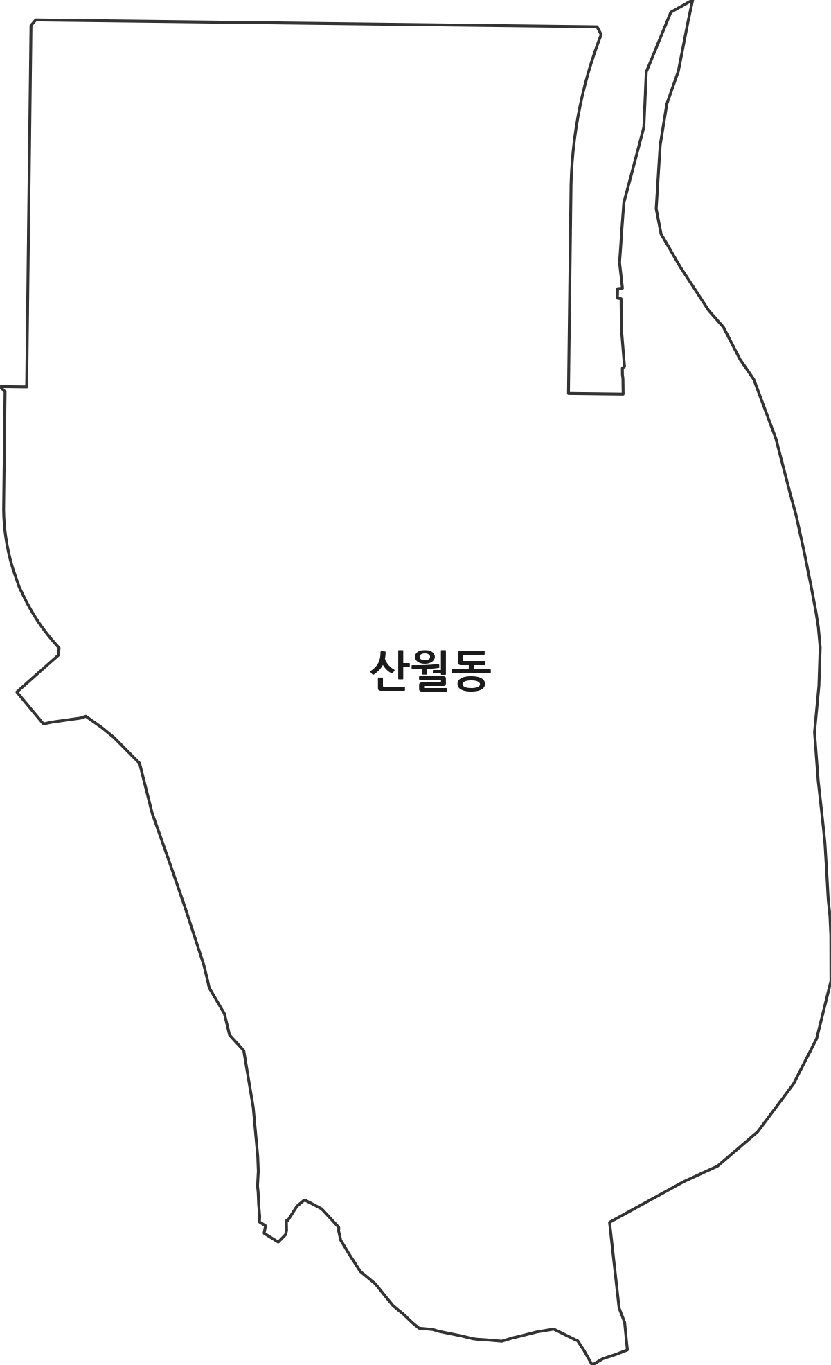 광주광역시 광산구 산월동 법정동 행정구역 경계 지도