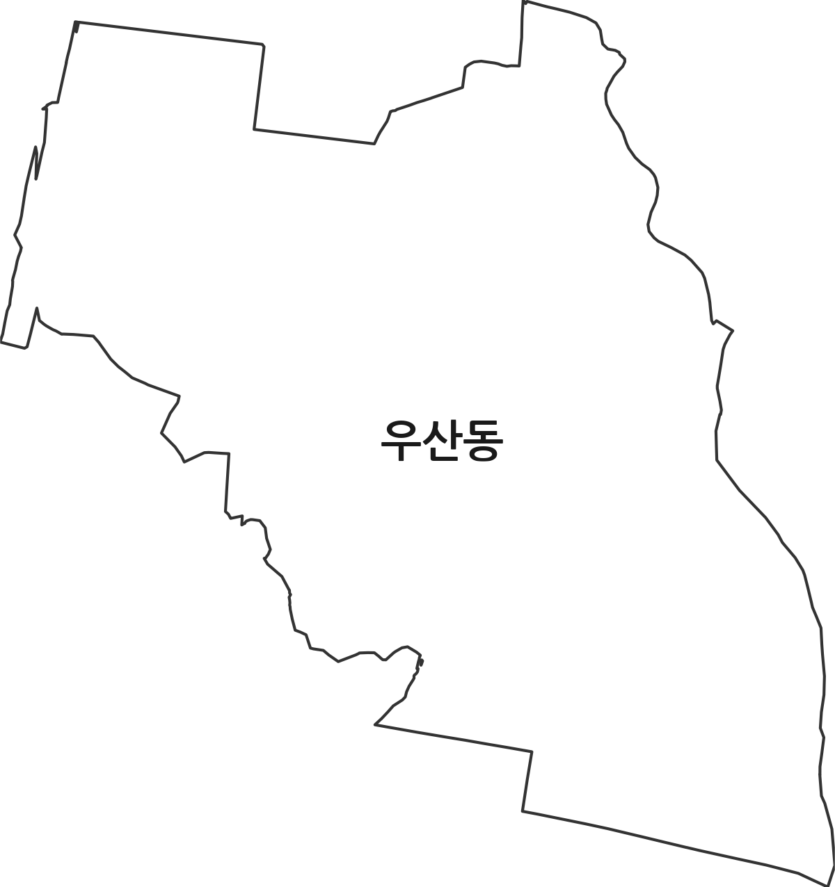 광주광역시 광산구 우산동 법정동 행정구역 경계 지도