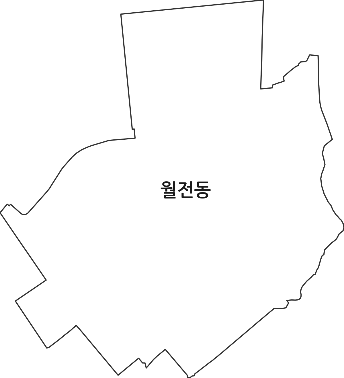 광주광역시 광산구 월전동 법정동 행정구역 경계 지도