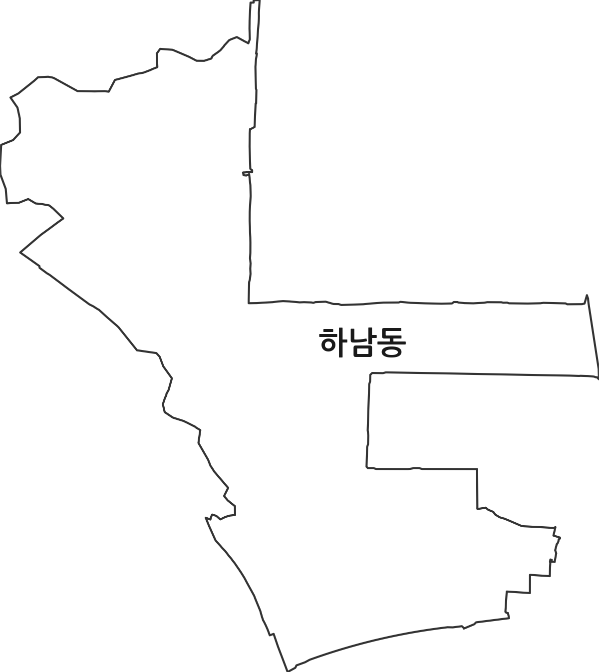 광주광역시 광산구 하남동 법정동 행정구역 경계 지도
