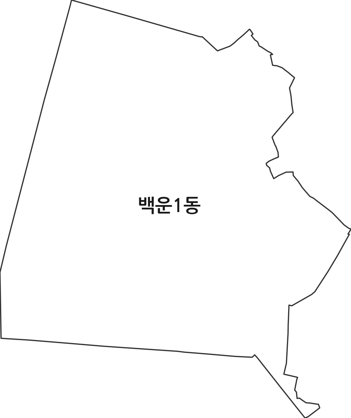 광주광역시 남구 백운1동 행정동 행정구역 경계 지도