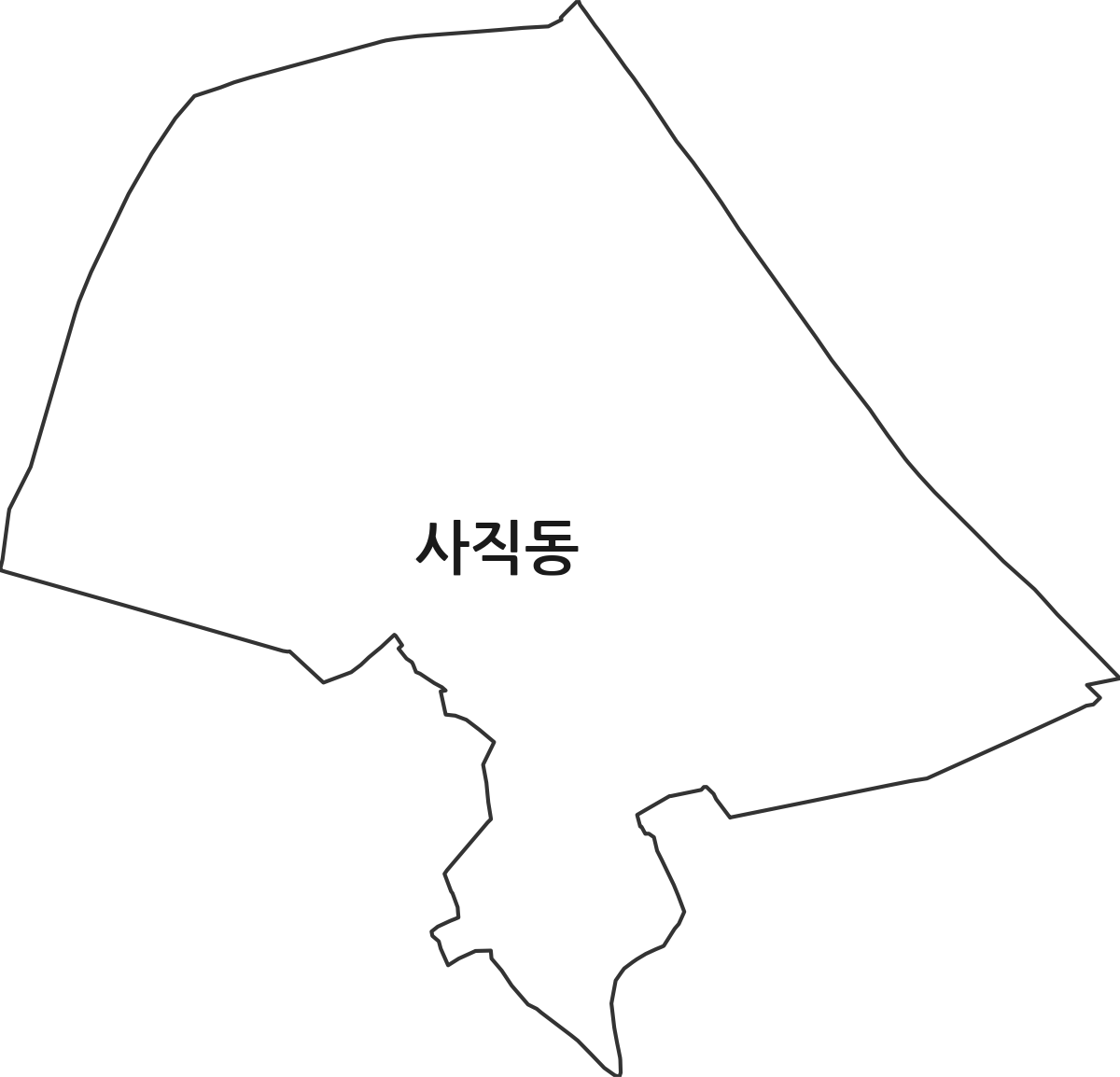 광주광역시 남구 사직동 행정동 행정구역 경계 지도