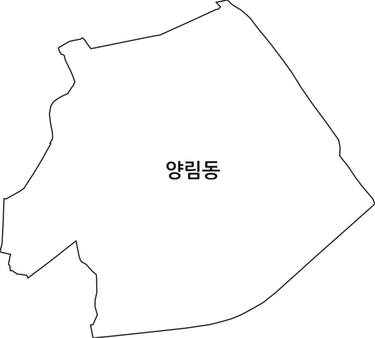 광주광역시 남구 양림동 행정동 행정구역 경계 지도