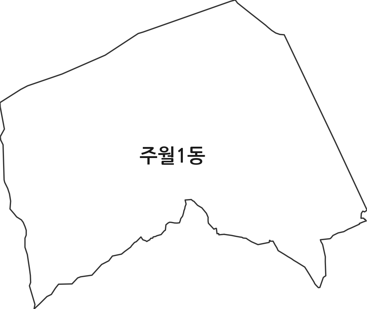 광주광역시 남구 주월1동 행정동 행정구역 경계 지도