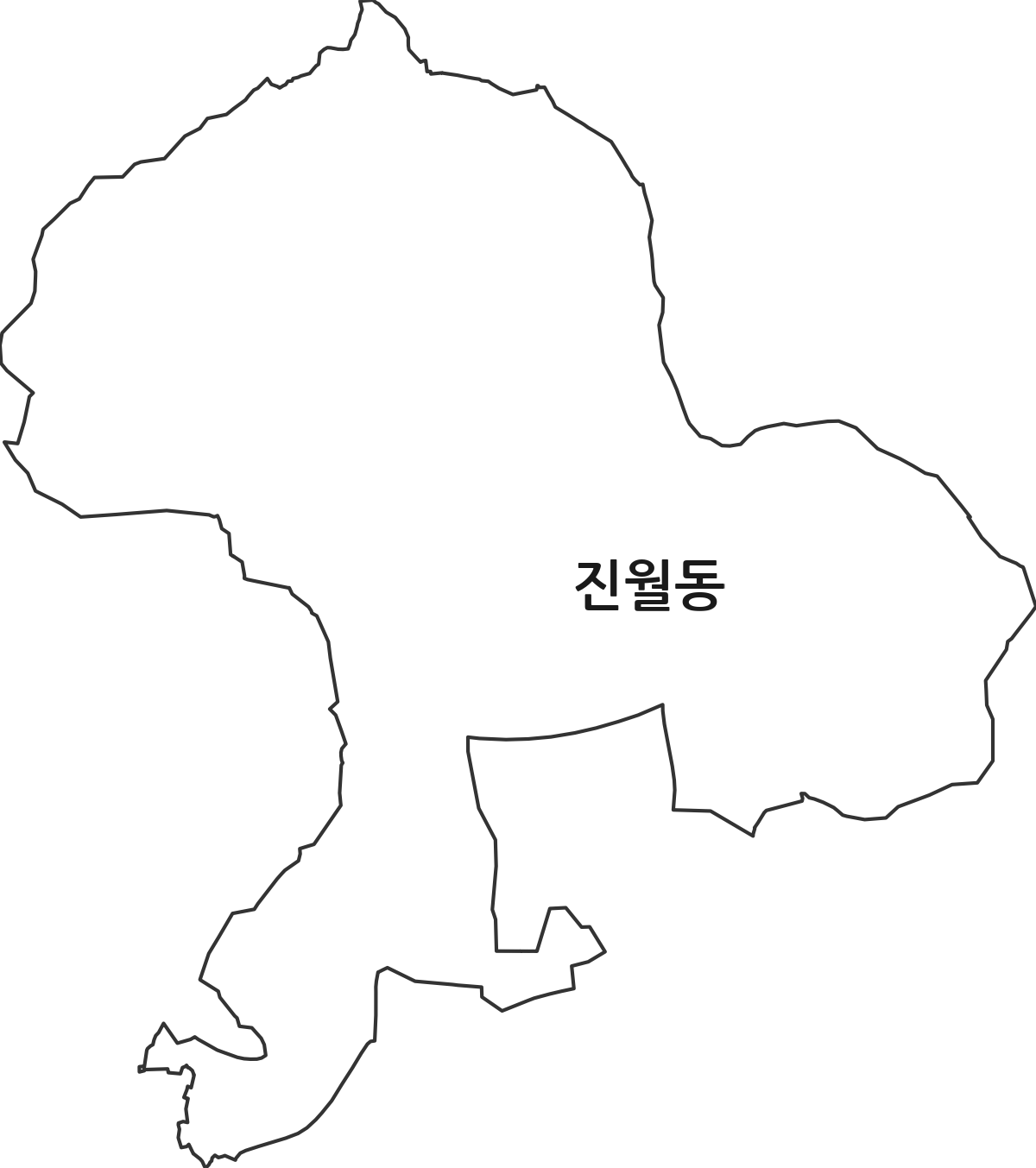 광주광역시 남구 진월동 행정동 행정구역 경계 지도