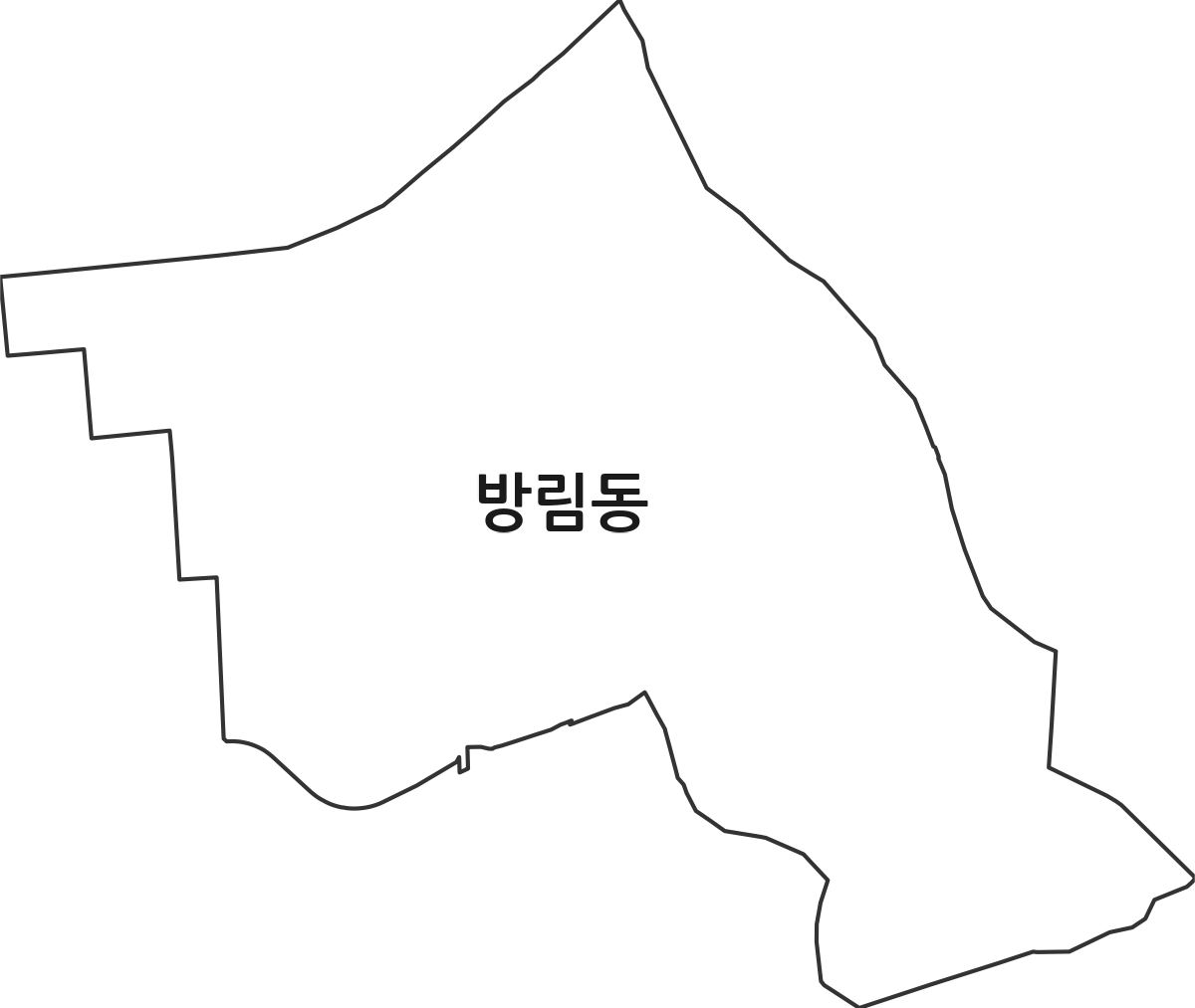 광주광역시 남구 방림동 법정동 행정구역 경계 지도