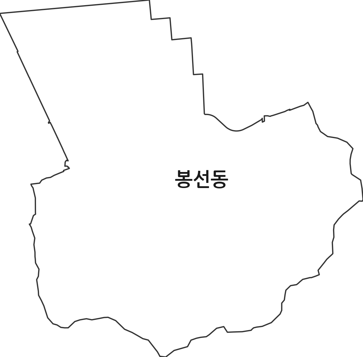 광주광역시 남구 봉선동 법정동 행정구역 경계 지도