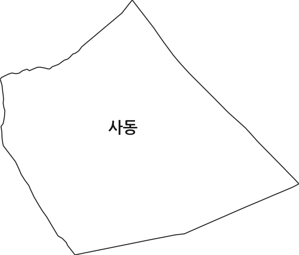 광주광역시 남구 사동 법정동 행정구역 경계 지도