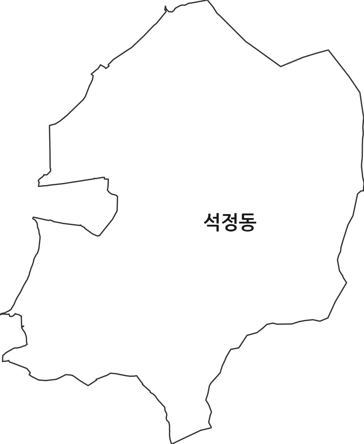 광주광역시 남구 석정동 법정동 행정구역 경계 지도