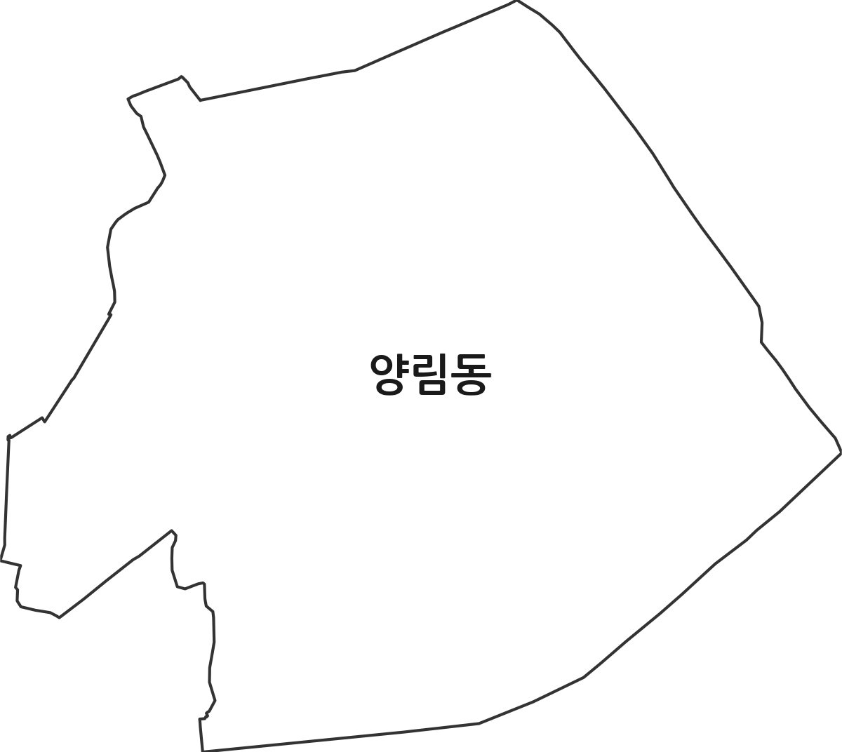 광주광역시 남구 양림동 법정동 행정구역 경계 지도