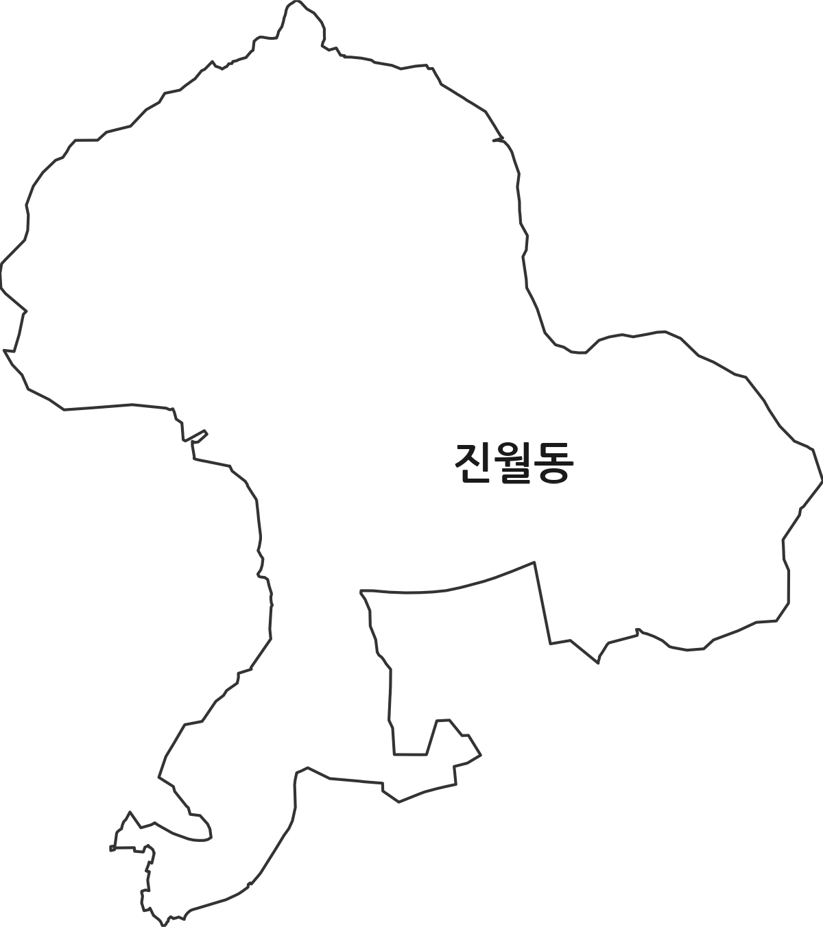 광주광역시 남구 진월동 법정동 행정구역 경계 지도