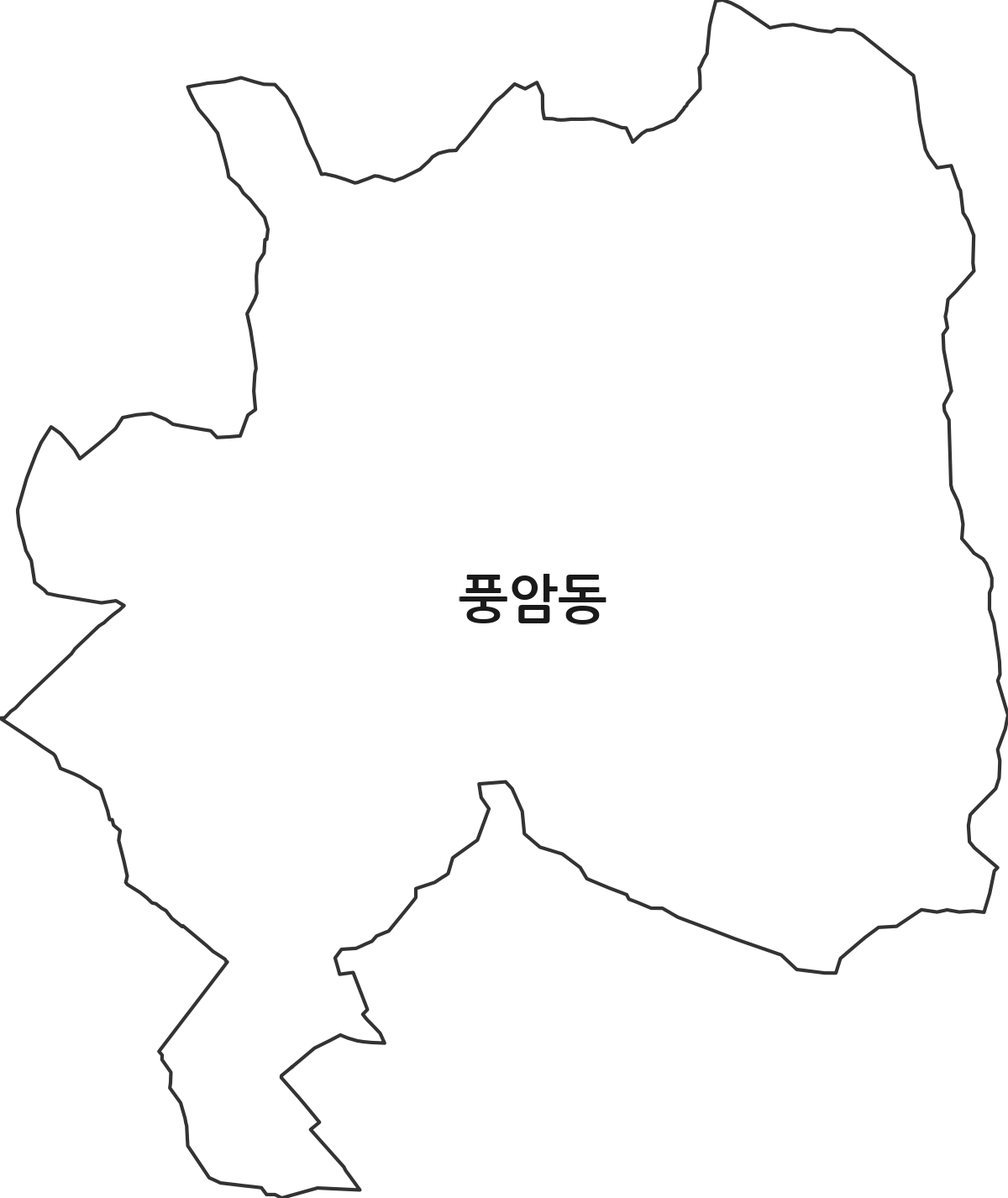 광주광역시 서구 풍암동 법정동 행정구역 경계 지도
