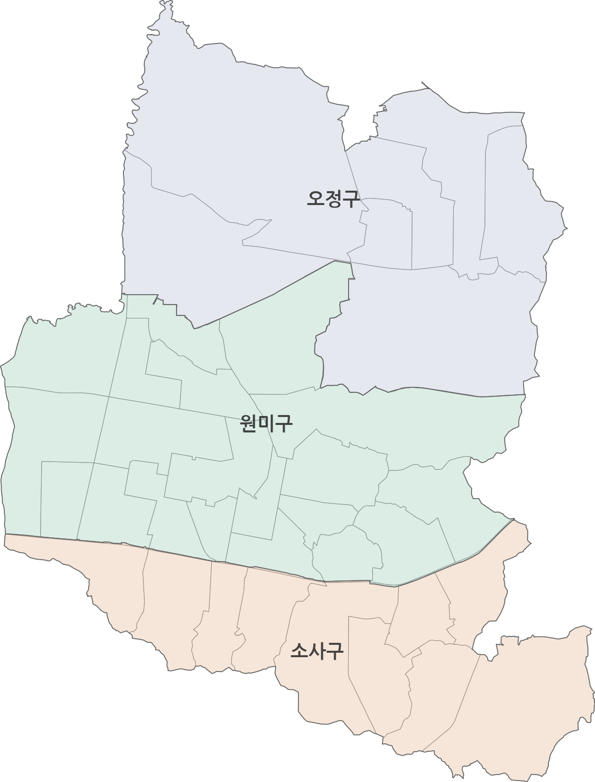 경기도 부천시 행정구역 경계 지도