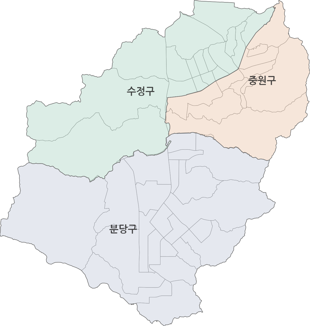 경기도 성남시 행정구역 경계 지도