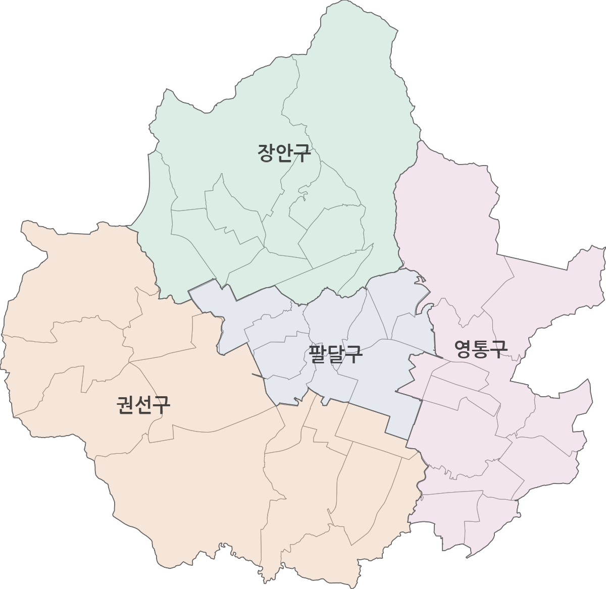 경기도 수원시 행정구역 경계 지도