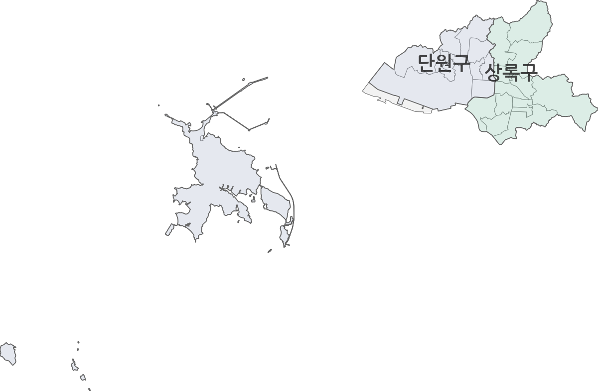 경기도 안산시 행정구역 경계 지도