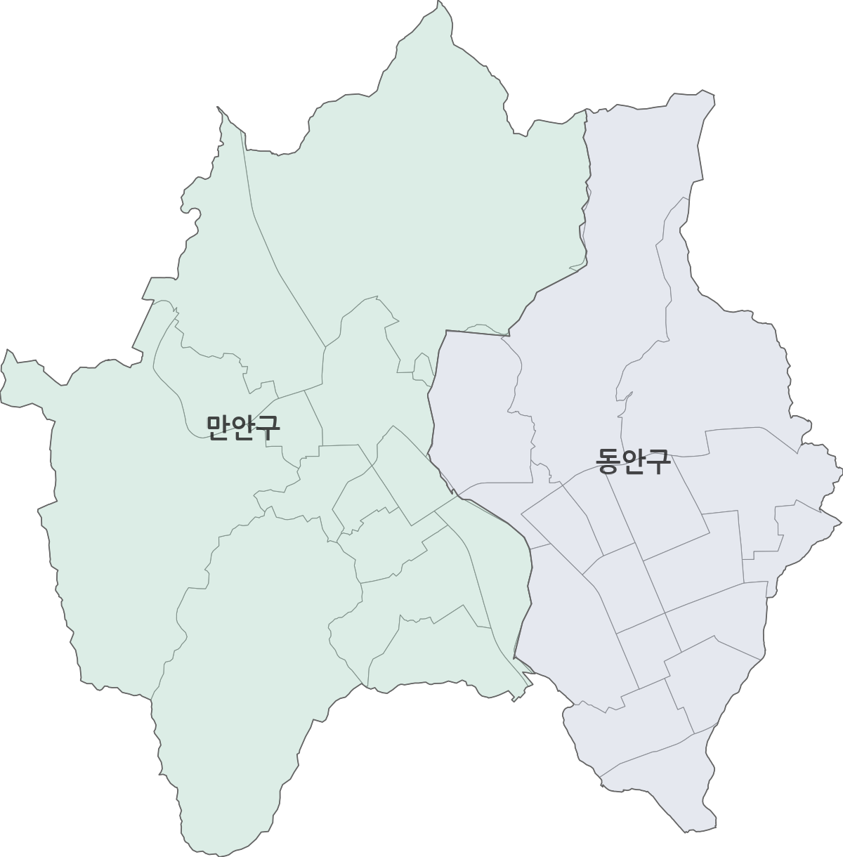 경기도 안양시 행정구역 경계 지도