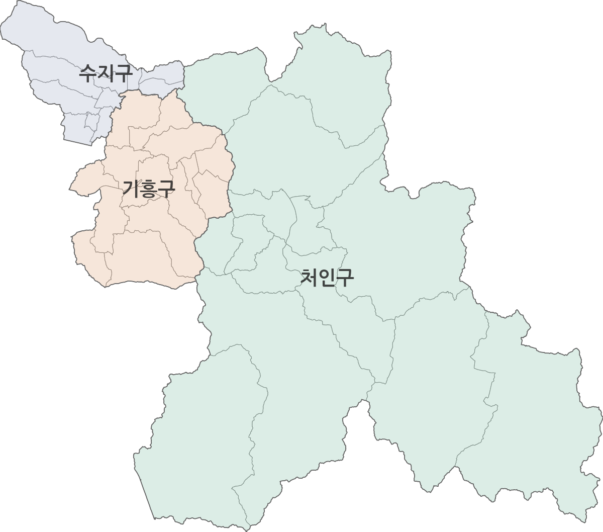 경기도 용인시 행정구역 경계 지도