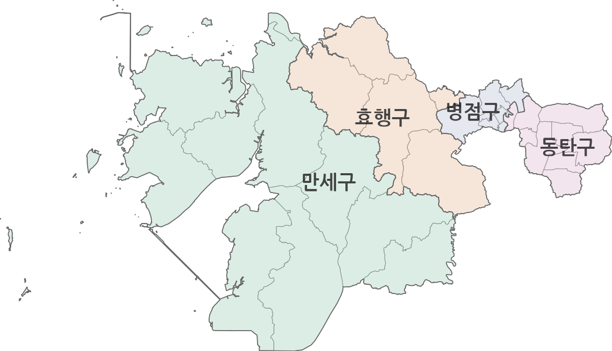 경기도 화성시 행정구역 경계 지도