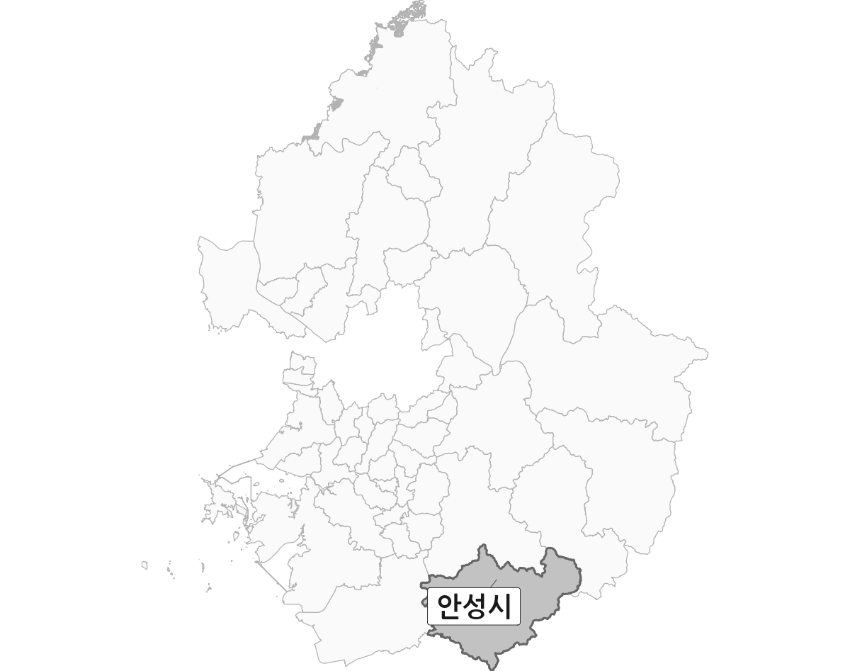 경기도 범위 내 안성시 행정구역 경계 지도