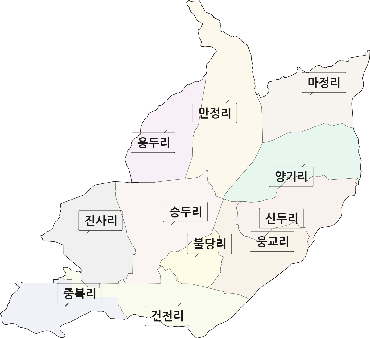 경기도 안성시 공도읍 법정동 리 구분 행정구역 경계 지도