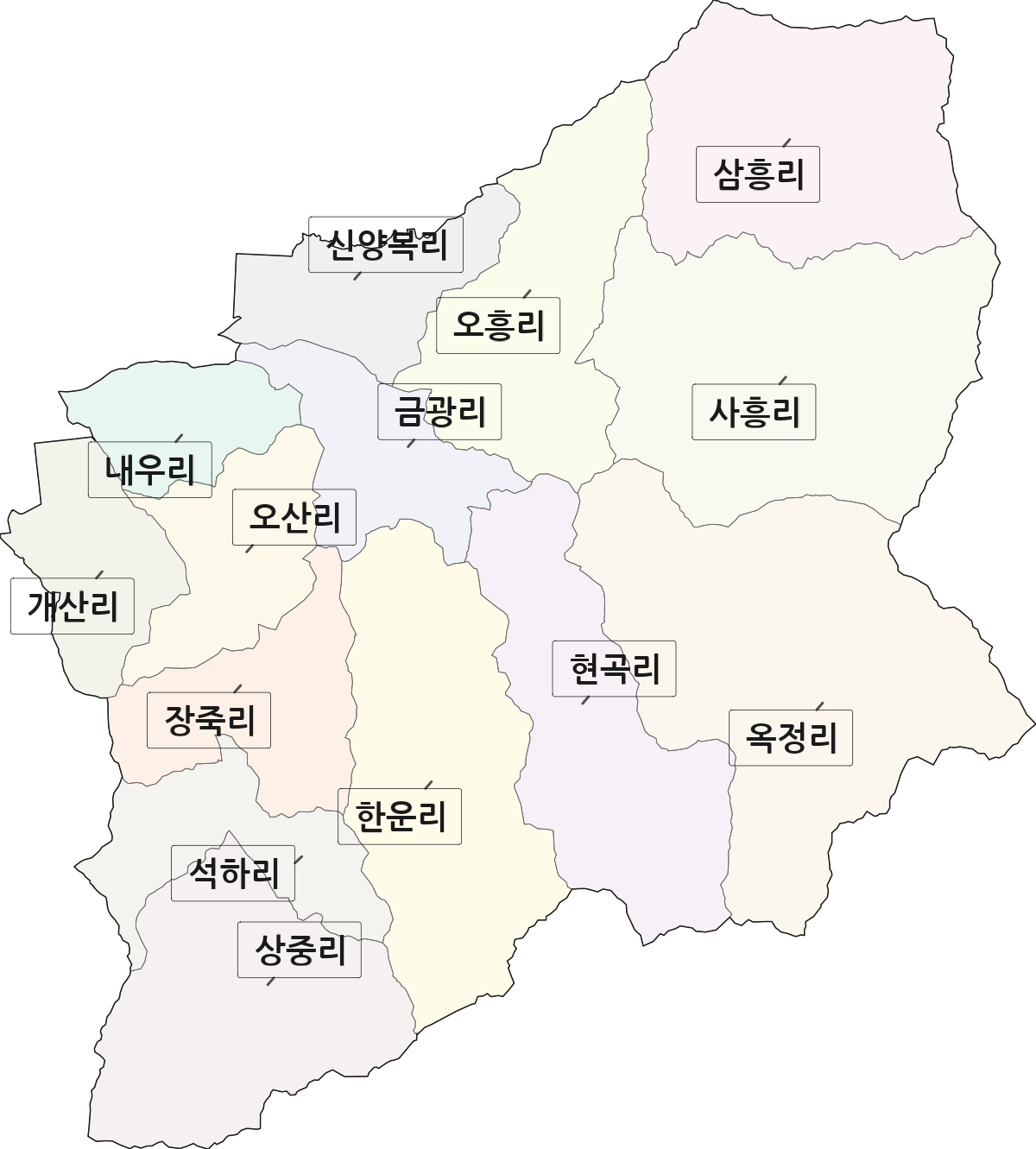경기도 안성시 금광면 법정동 리 구분 행정구역 경계 지도