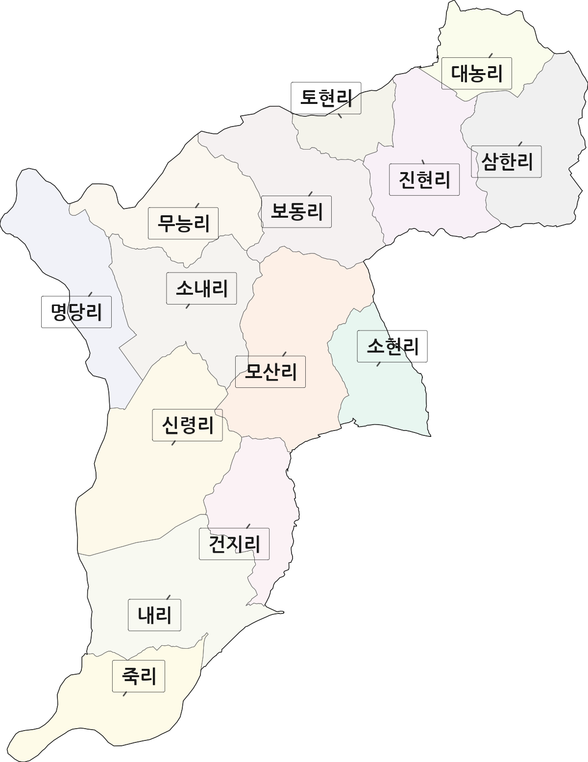경기도 안성시 대덕면 법정동 리 구분 행정구역 경계 지도