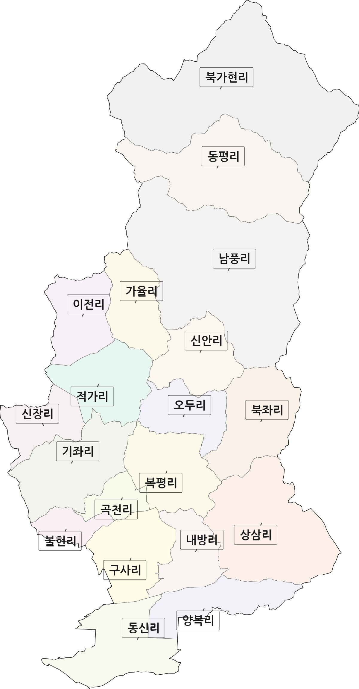 경기도 안성시 보개면 법정동 리 구분 행정구역 경계 지도