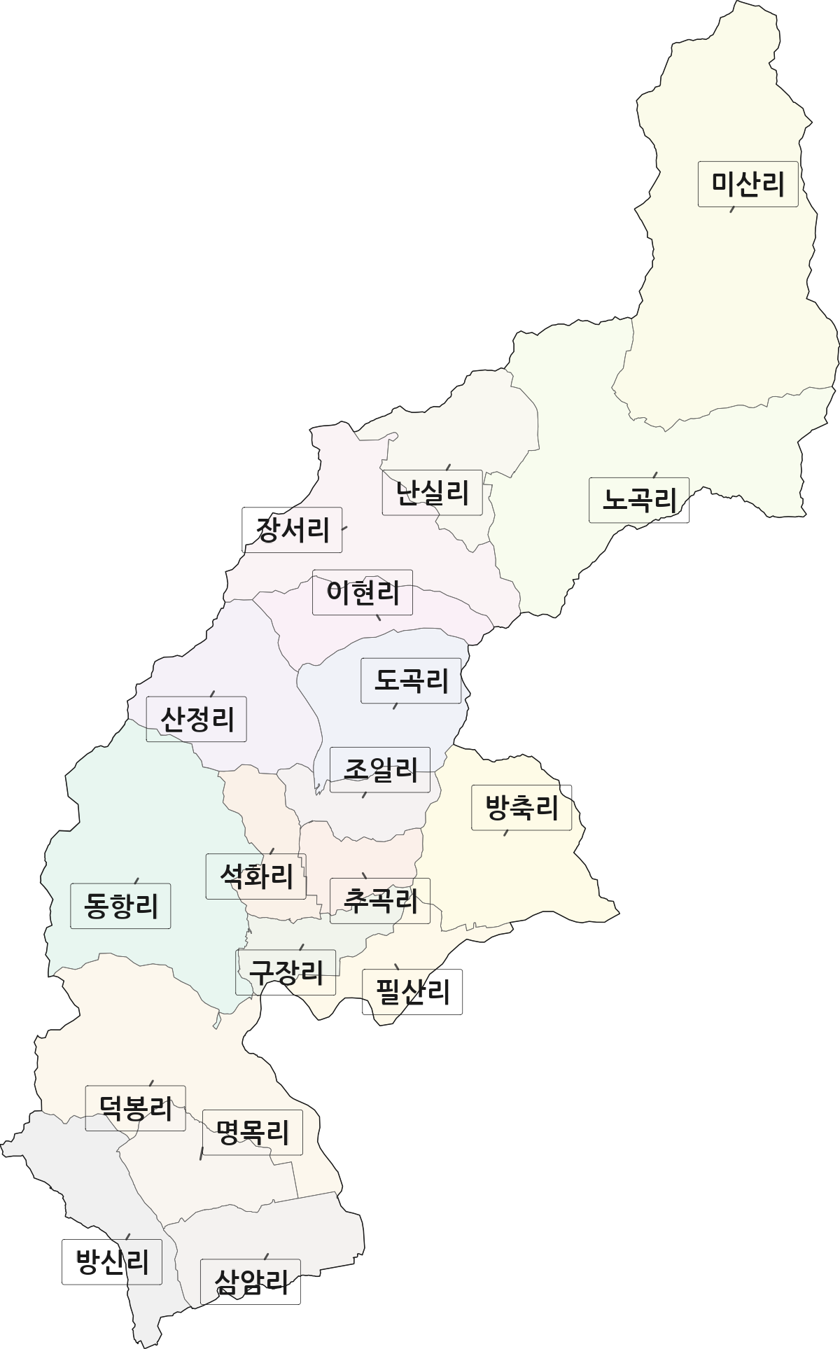 경기도 안성시 양성면 법정동 리 구분 행정구역 경계 지도