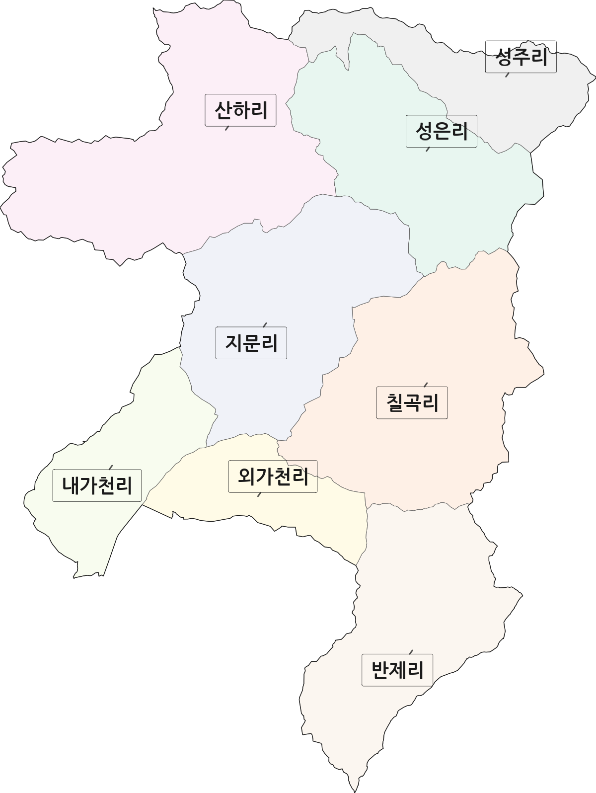경기도 안성시 원곡면 법정동 리 구분 행정구역 경계 지도