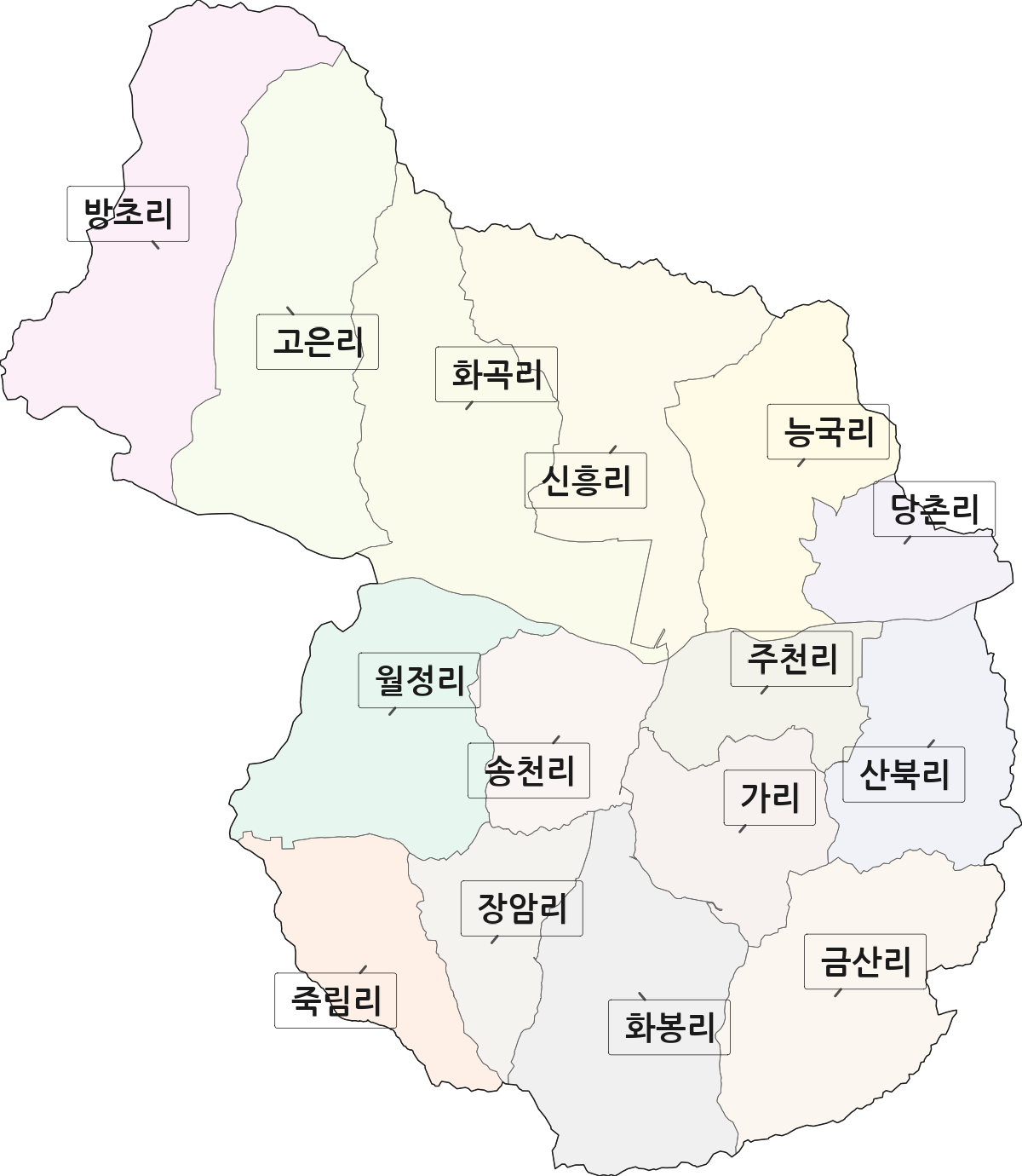 경기도 안성시 일죽면 법정동 리 구분 행정구역 경계 지도