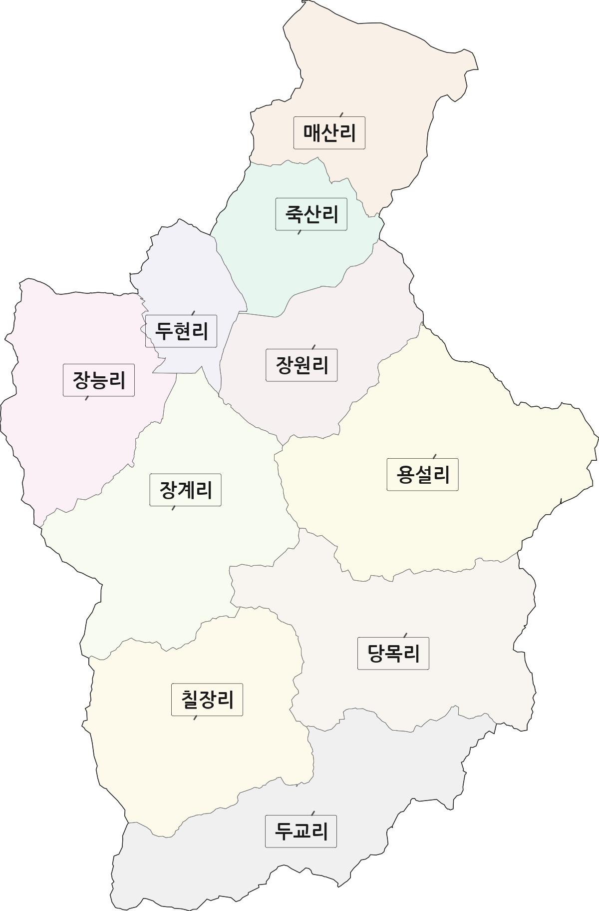 경기도 안성시 죽산면 법정동 리 구분 행정구역 경계 지도