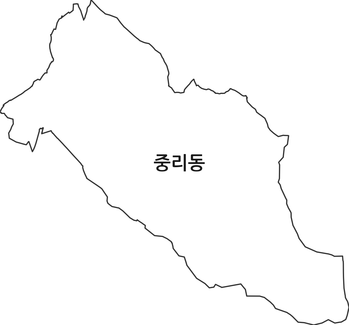 경기도 안성시 중리동 법정동 행정구역 경계 지도
