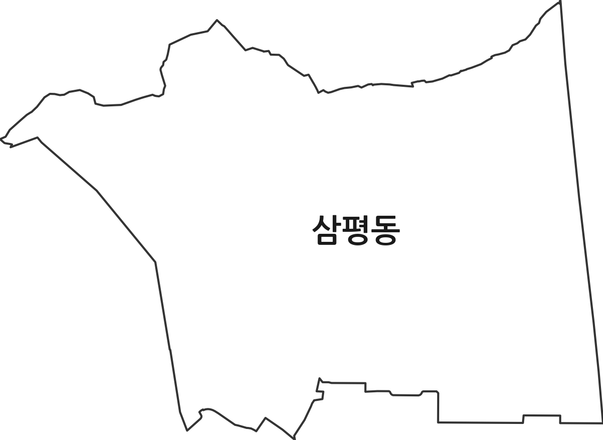 경기도 성남시 분당구 삼평동 법정동 행정구역 경계 지도