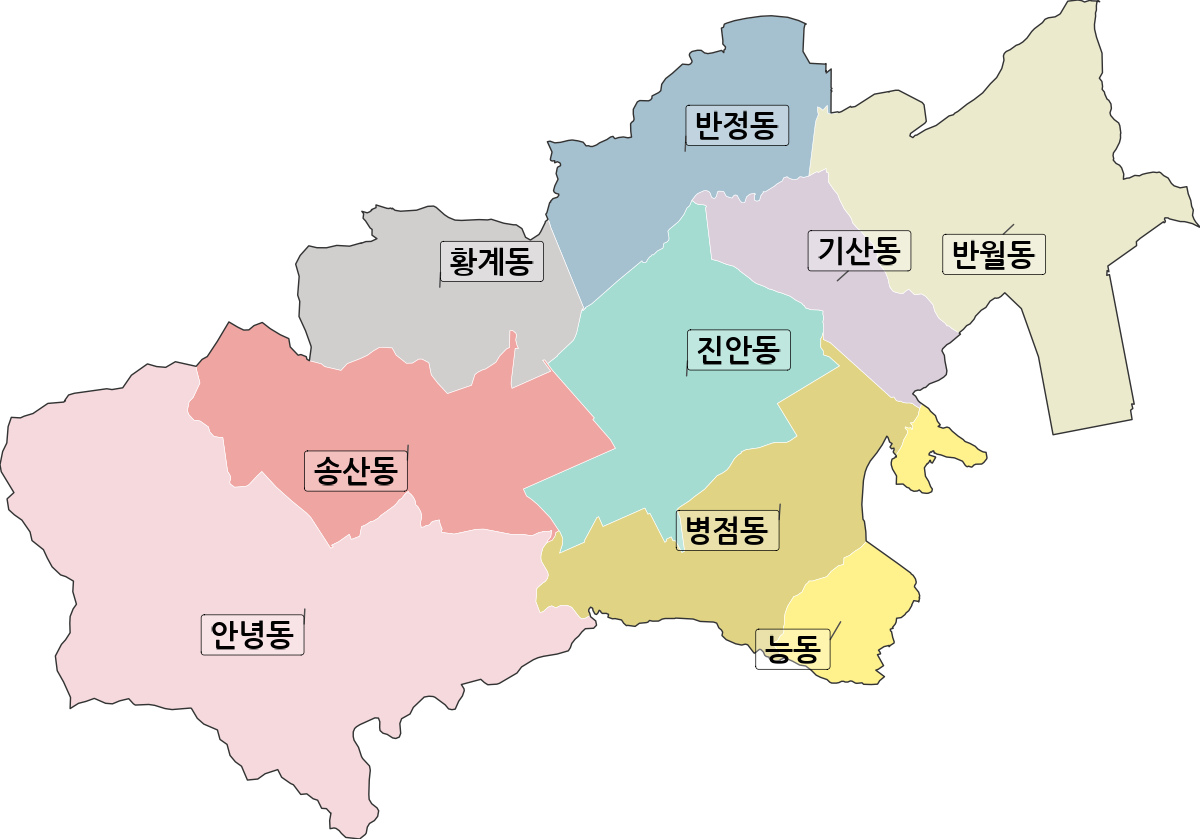 경기도 화성시 병점구 법정동 행정구역 경계 지도
