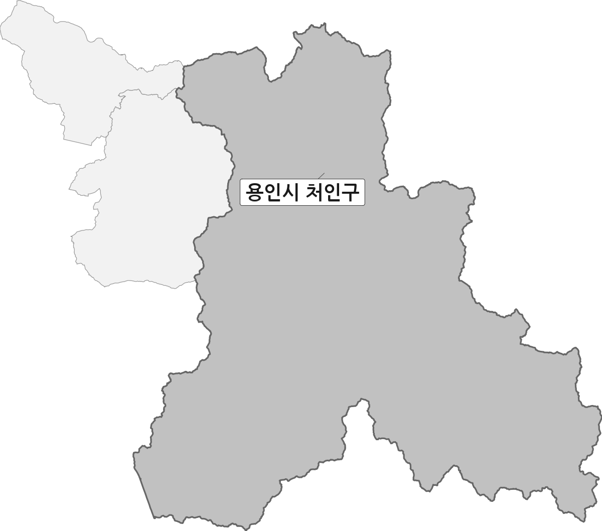 경기도 용인시 범위 내 처인구 행정구역 경계 지도